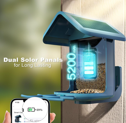 Last Day Sale 🔥85% OFF 🐦Bird Feeder with Camera Solar Powered: Smart Camera Bird Feeder 2K Live Feed Cam for Outdoor Backyard - Ai Identify Auto Capture Bird Videos, 2.4GHz WiFi Bird Camera, Gifts for Birdlover Mom Dad